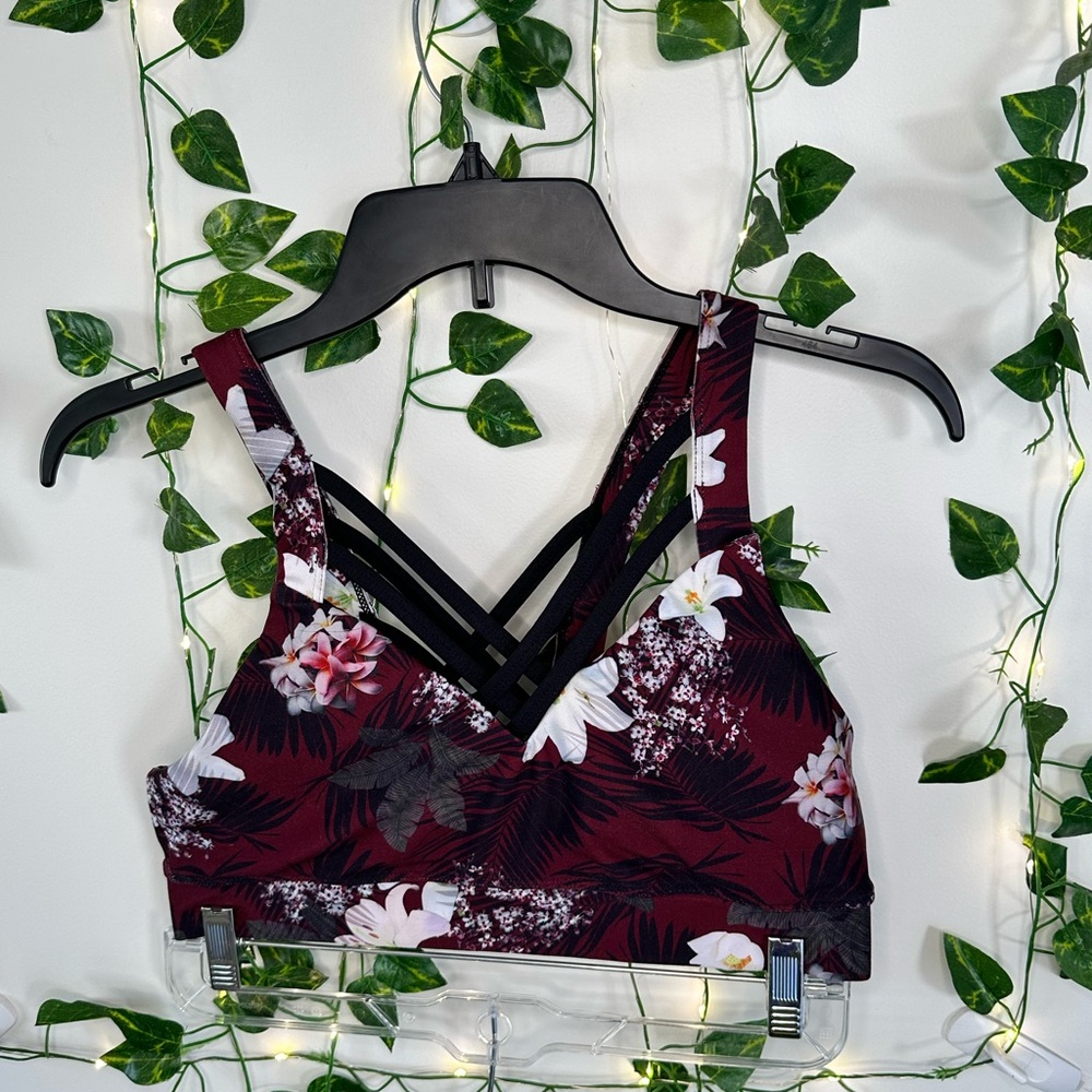 Kyodan Burgundy and Black Floral Bralette